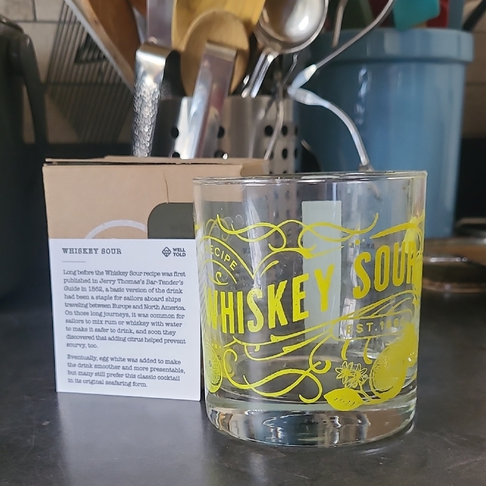 NIB Whiskey Sour Glass with History Card